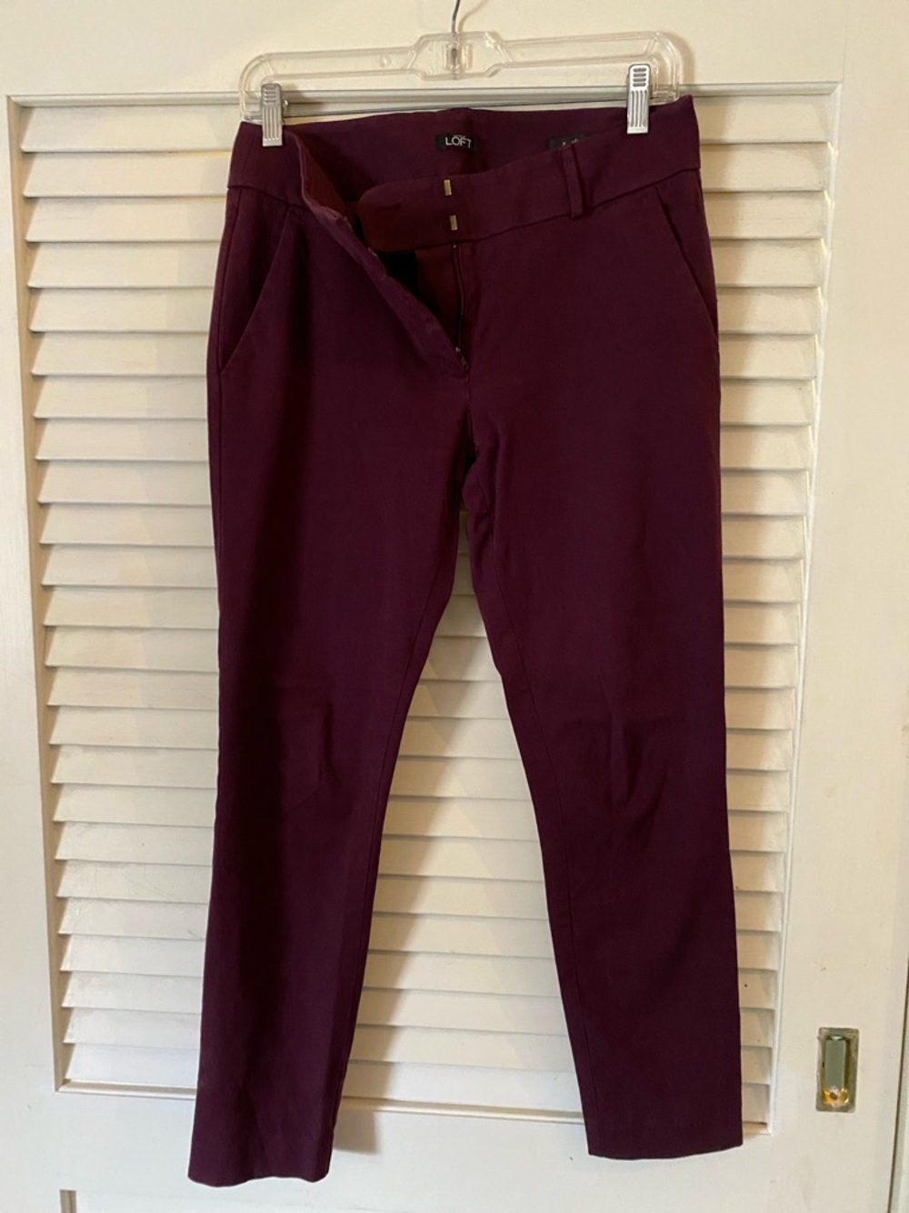 LOFT Deep Plum Slim Ankle Pants